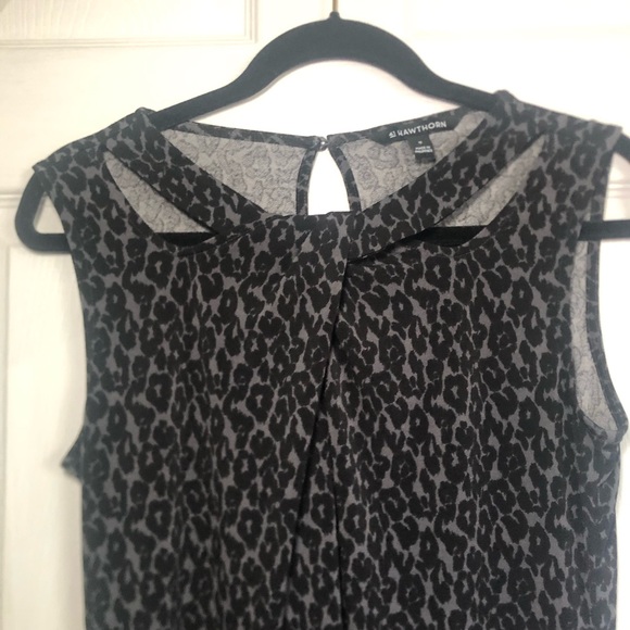 41 Hawthorn Black Gray Leopard Animal Print Sleeveless Top Size M - Picture 3 of 7